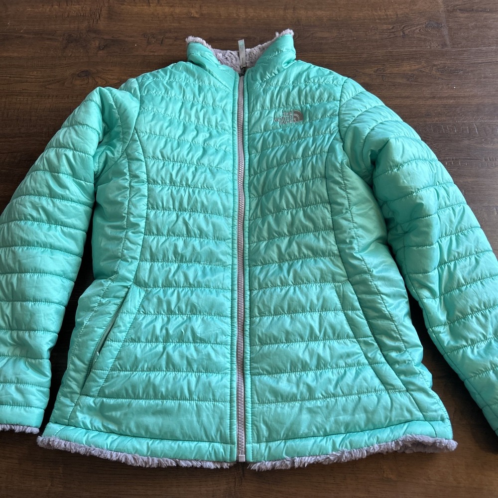 The North Face Reversible Jacket Girls XL 18/20 Womens S M Teal Fleece